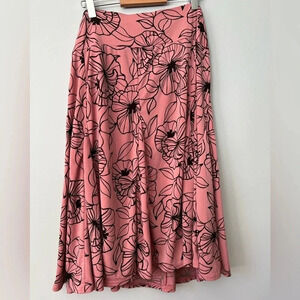 Apt. 9 Stretch Pink & Black Floral Skirt  | XL